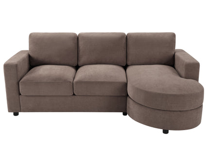 Modern L-Shaped Sectional Sofa With Curved Chaise, USB Ports, And Side Storage Pockets