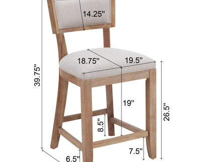 Upholstered Counter Height Bar Stools With Comfy Back (Set of 2)