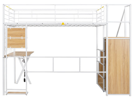 Loft Bed With Built In Work Station, Wardrobe, Storage Staircase And LED