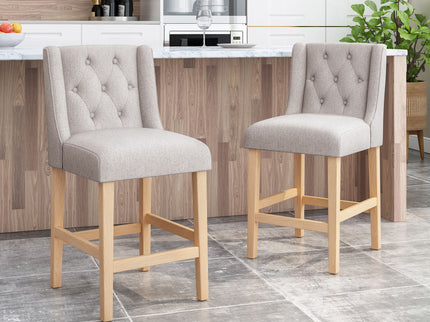 Vienna - Contemporary Fabric Tufted & Wingback Counter Stools (Set of 2)
