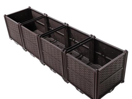 Indoor / Outdoor Rectangular Plastic Planting Box Kit For Vegetables, Herbs, Flowers & Succulents, Coffee, Polypropylene, 62.80" - Coffee