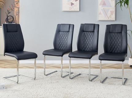 Modern Dining Chairs With Padded Seat, Metal Legs