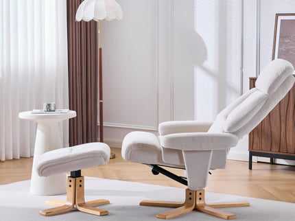 Upholstered Heated Massage 360° Swivel Accent Chair With Ottoman