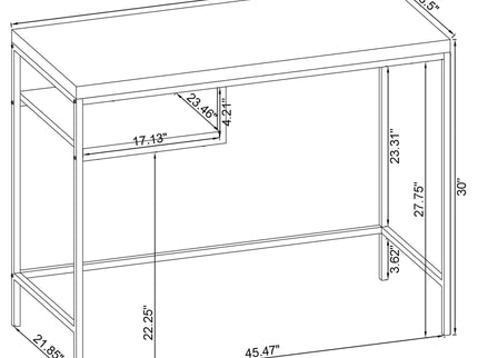Rectangular Writing Desk, Compact Size For Home Office - Gray