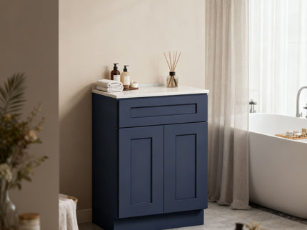 Shaker Base Cabinet With Soft-Close Drawer & Double Doors, Adjustable Shelf