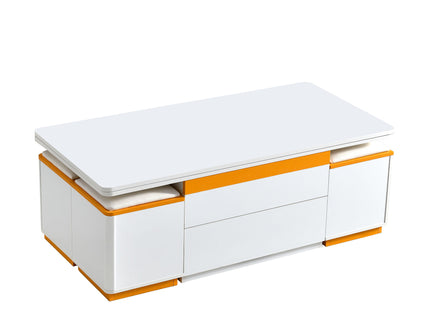 Lift Top Coffee Table With 4 Storage Stools