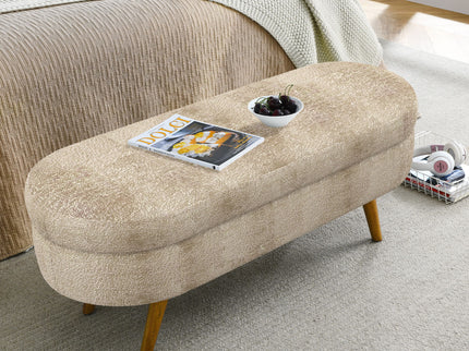 Modern Ottoman Oval Storage Bench With Rubber Wood Legs