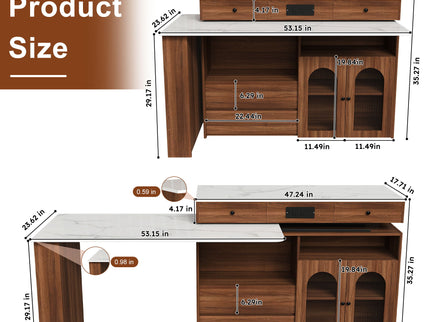 Kitchen Island With Extendable & Rotating Table