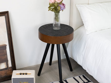 Round Coffee Table With Carved Top For Living Room