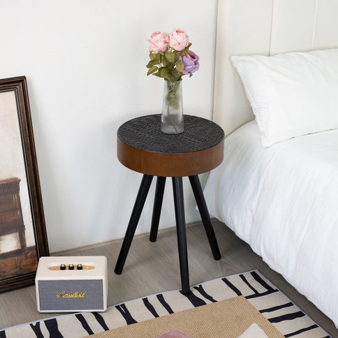 Round Coffee Table With Carved Top For Living Room