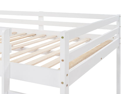 Full Loft Bed With Slide, Multifunctional Design - White