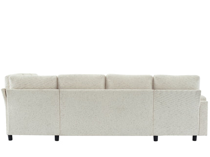 U-Shaped Sectional Sleeper Sofa With Ample Storage Space, 2 Cup Holders And Charging Ports For Living Room