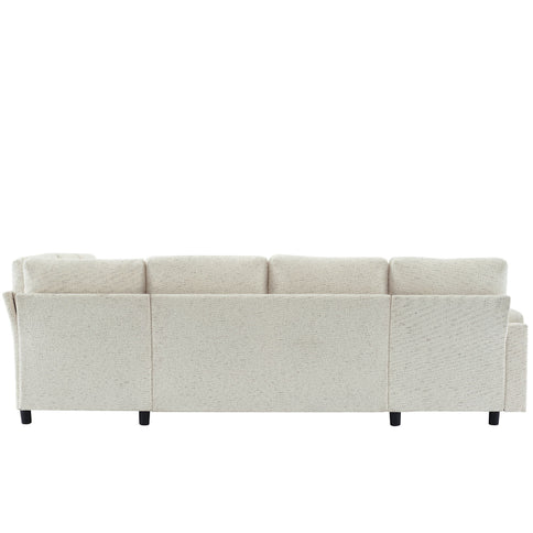 U-Shaped Sectional Sleeper Sofa With Ample Storage Space, 2 Cup Holders And Charging Ports For Living Room