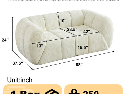 Quilted Cloud Sofa With Rounded Armrests And Piano Key Backrest Design