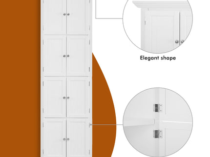 Tall Storage Cabinet With Doors And 4 Shelves For Living Room, Kitchen, Office, Bedroom, Bathroom, Modern