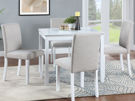 Dining Table Set With Crystal Decoration And Upholstered Chairs