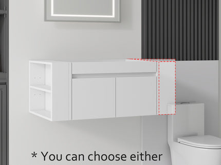36" Floating Bathroom Vanity Cabinet, With Soft Close Double Doors, Wall Mounted, Cabinet Only - White