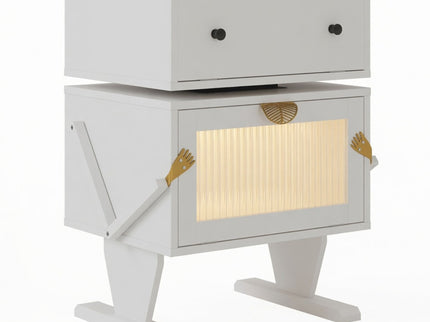 Robot LED Nightstand With 360° Rotating Drawer