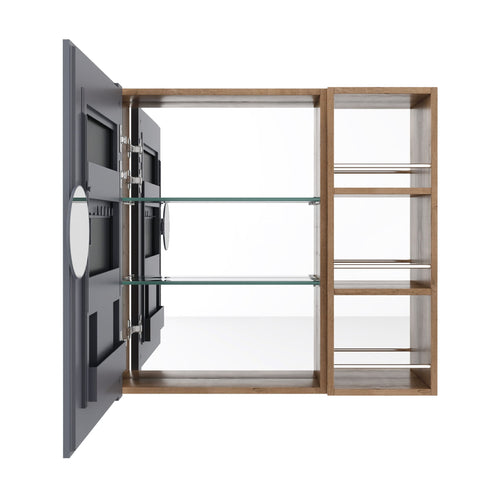 29.63" Wall Mounted Bathroom Cabinet With Adjustable Shelves - Imitative Oak