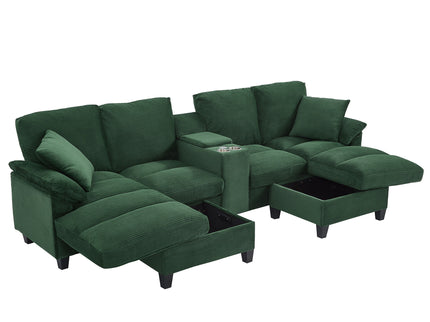 Modern U-Shaped Sectional Sofa With Storage Ottomans