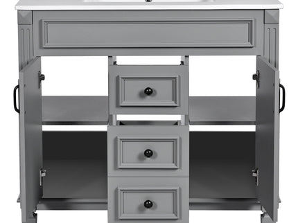Bathroom Vanity With Top Sink, Basin On Cabinet With 2 Soft Closing Doors And 2 Drawers