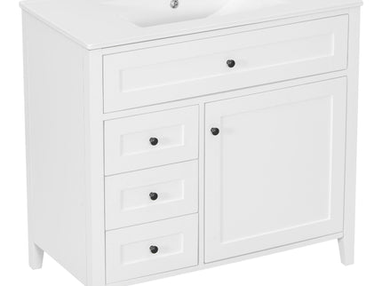 Bathroom Vanity With Sink, 3 Drawers & Cabinet With Adjustable Shelves