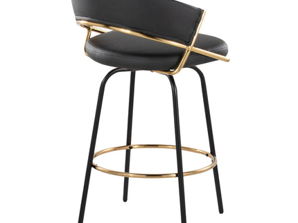 Jie - Fixed Height Contemporary Counter Stool With Swivel Round Footrest (Set of 2)