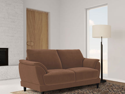 Dania - Upholstered Crescent Loveseat With Curved Tufted Arms - Rust