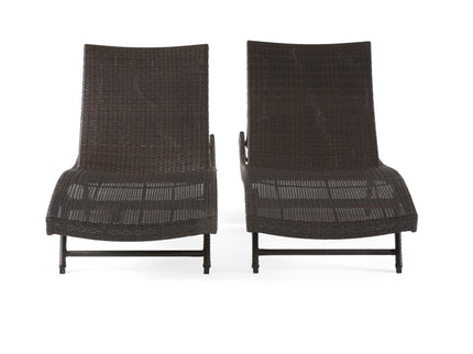 Kauai - Modern Style Wicker Chaise Lounge - Brown Multi