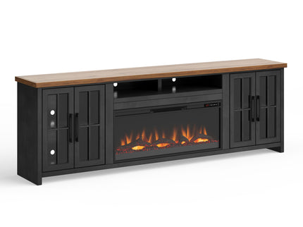 Fireplace TV Stand Console For TVs Up To 100" - Black / Whiskey