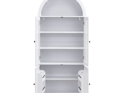 Tall Arched Top Storage Cabinet With 5 Tier Shelves, Soft Close Hinges