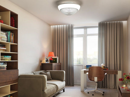 RGB Dimmable LED Enclosed Ceiling Fan With Remote Control, Bladeless Design - White
