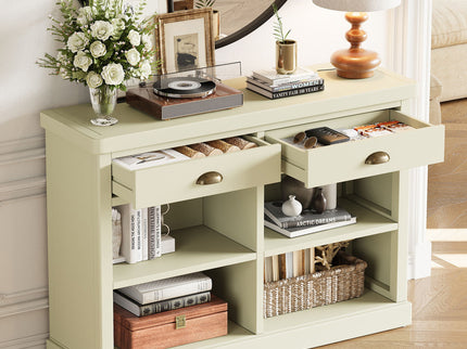 Console Table With 2 Drawers And Open Shelves