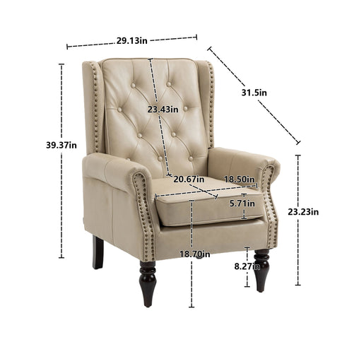 Modern Accent Armchair With Sturdy Wood Legs
