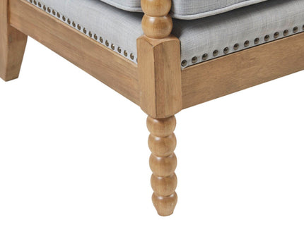 Arm Chair With Open Back Spindle Design, Padded Armrests