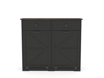 Double Tilt Out Trash Cabinet With Hideaway Drawer And Barn Door Style