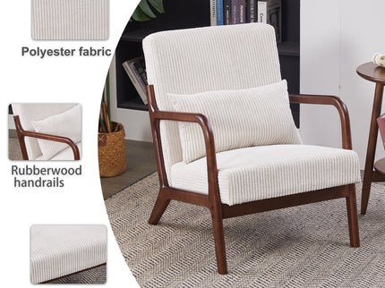 Accent Chair With Pillow And Wood Frame