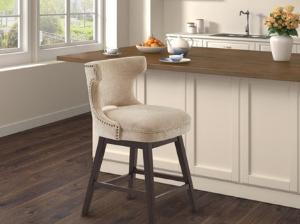360 Degree Swivel Counter Stool With Silver Detailing