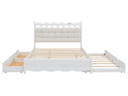 Storage Platform Bed, With 2 Big Drawers, Trundle, One Set Of Sockets & USB Ports