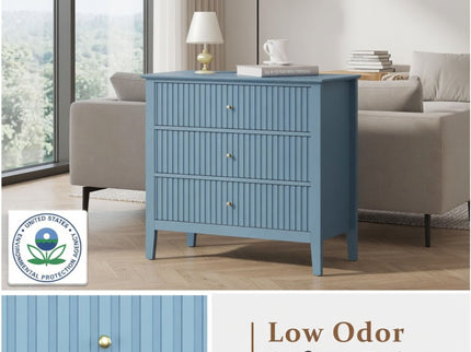 Fluted 3 Drawer Nightstand With Soft Close Slides