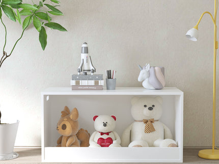 Open Toy Storage Box For Kids, Organizer Bin For Plush Toys, Books - White