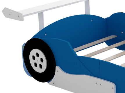 Race Car-Shaped Platform Bed With Wheels