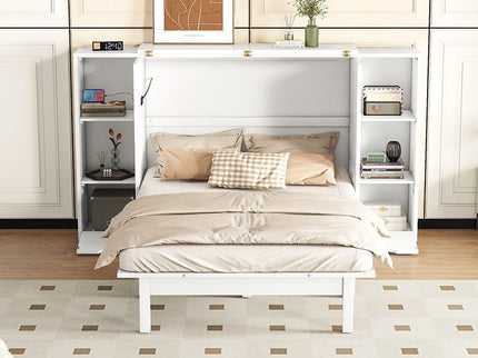 Murphy Bed With Shelves, Drawers And USB Ports
