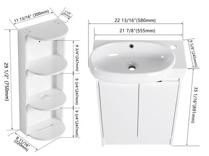Freestanding Bathroom Vanity With Sink And Storage Rack, Soft Close Doors Base With Basin