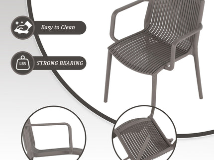 4 Modern Stackable Plastic Armchair Matched With Round Table