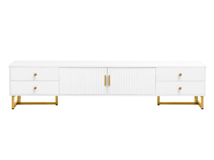 TV Media Console Table, TV Stand With Storage For Living Room - White