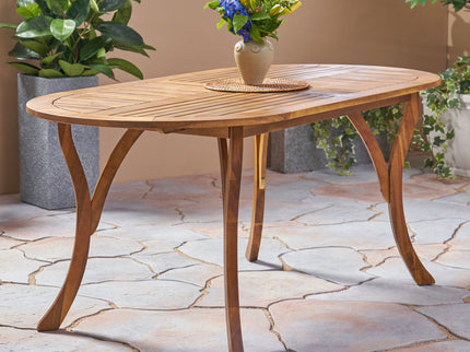 Outdoor Table With Smooth Lines, Slat Top