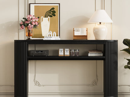 Console Table With Fluted Legs, Open Shelf