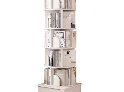 Rotating Bookshelf With Wheels And Drawer, 360° Spinning Design, Space Saving Storage