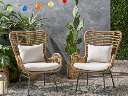 Modern Aesthetic Outdoor Rattan Accent Chair With Metal Legs
